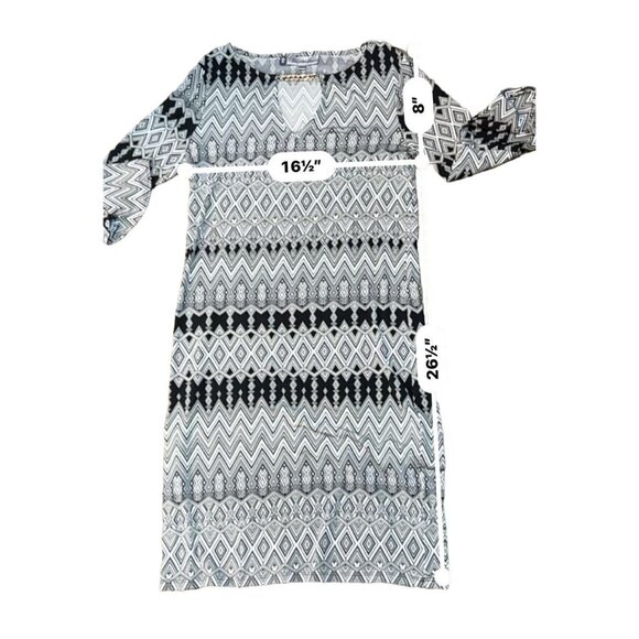 (5 for $25) Jennifer Lopez Keyhole Sheath dress in Retro Geo Print Size Small - Picture 8 of 8
